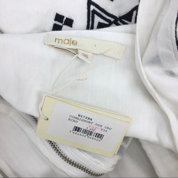 Maje Ika White Black Embroidered Romper NWT - Picture 7 of 9